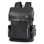 Anti-theft Waterproof Faux Leather Travel Backpack with USB Port for Men