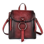 Retro CowHide Leather Travel Day Pack for Women